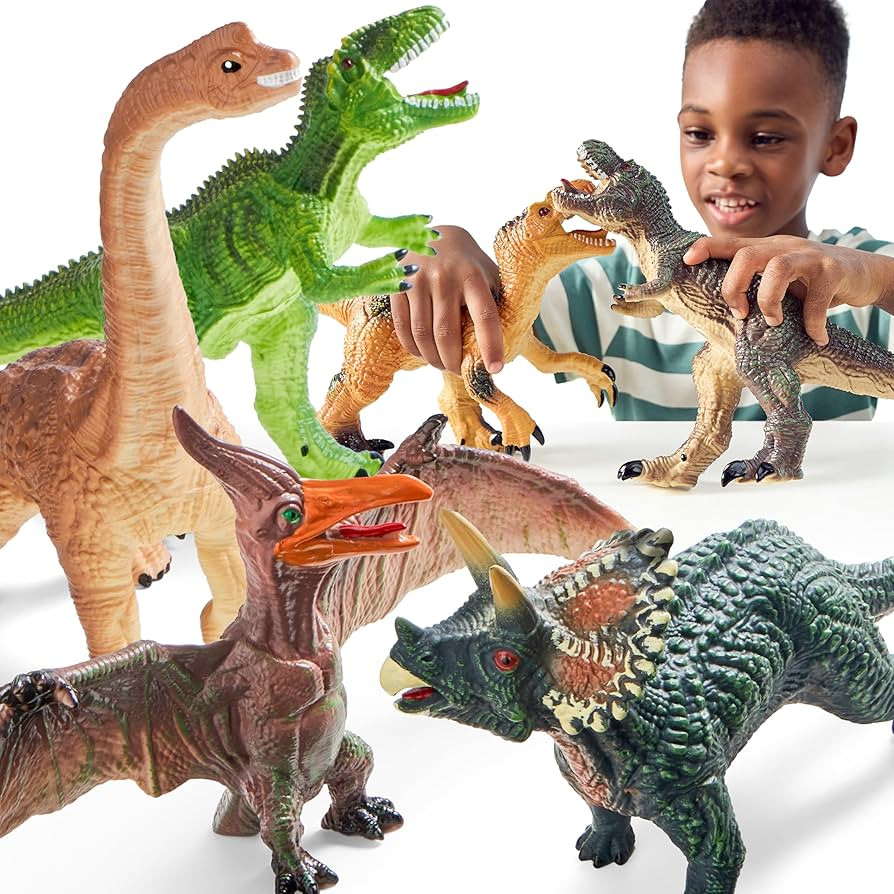 JOYIN Big Dinosaur Toys for Toddlers, 6 Piece Large Soft Dinosaur Figures with an Educational Boo... | Amazon (US)