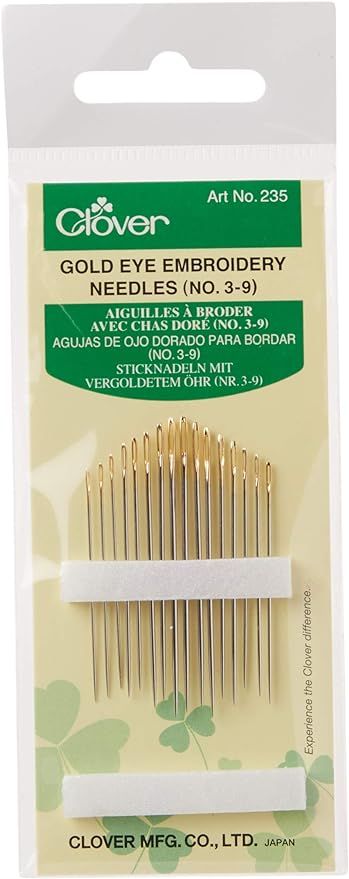 Clover Gold Eye Embroidery Needles Size 3-9 - 16 Pack | Amazon (US)