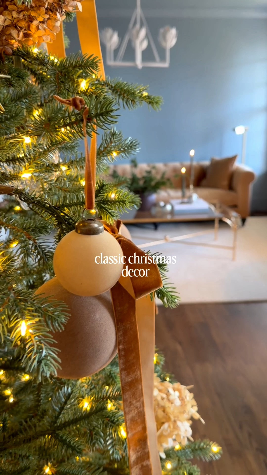 Christmas is around the corner- twinkling christmas, gold ribbon, mustard, velvet sofa

#LTKSeasonal #LTKHome