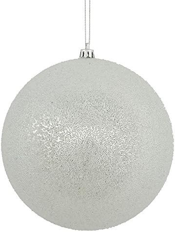 Vickerman 4" Silver Iced Ball Ornament, with drilled and Wired caps. Comes 6 per Box. | Amazon (US)