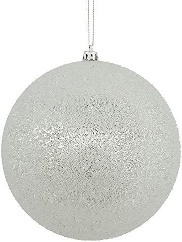 Vickerman 4" Silver Iced Ball Ornament, with drilled and Wired caps. Comes 6 per Box. | Amazon (US)