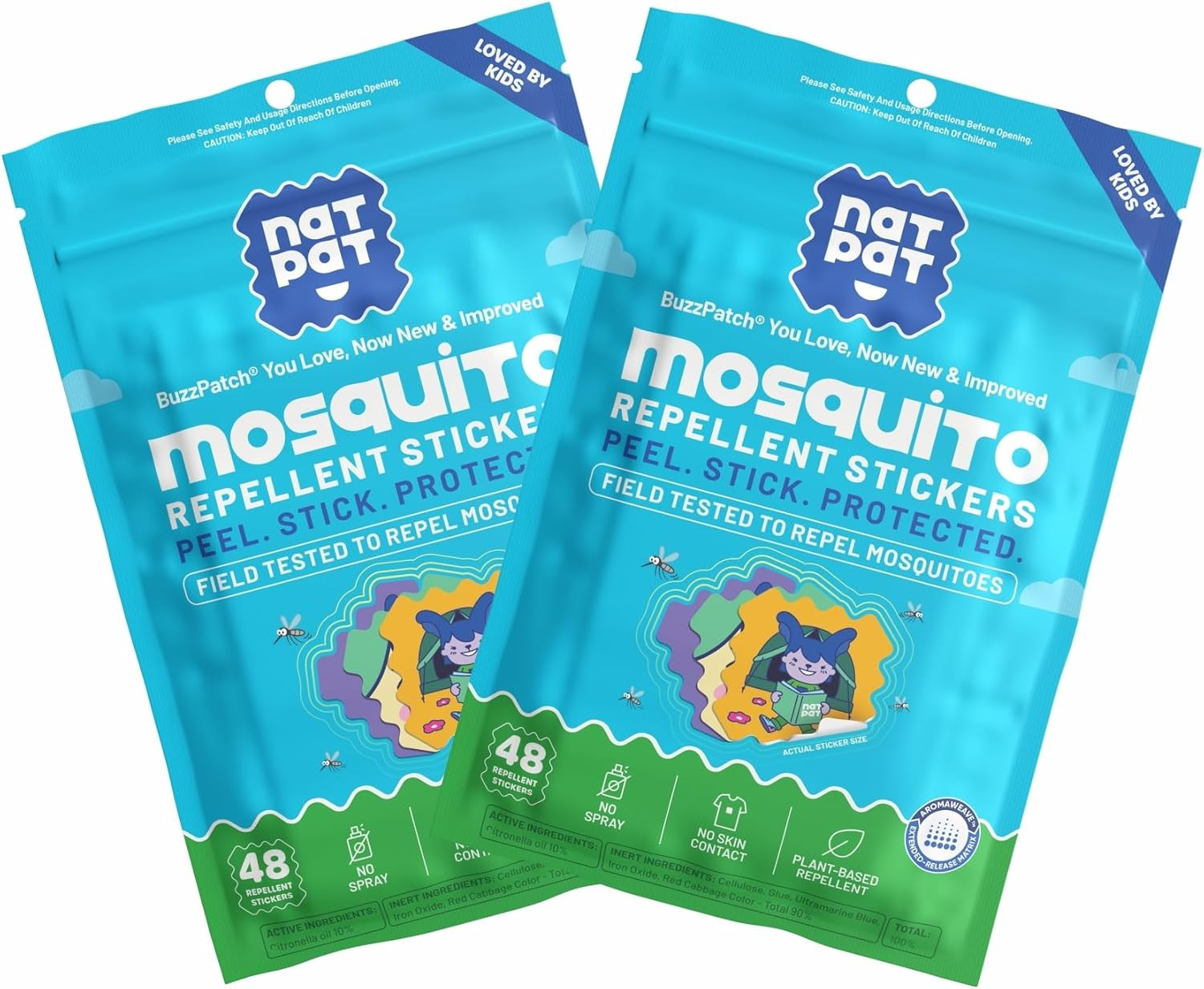 NATPAT BuzzPatch Mosquito Patch Stickers for Kids - All Natural, Plant Based Ingredients, Non-Tox... | Amazon (US)