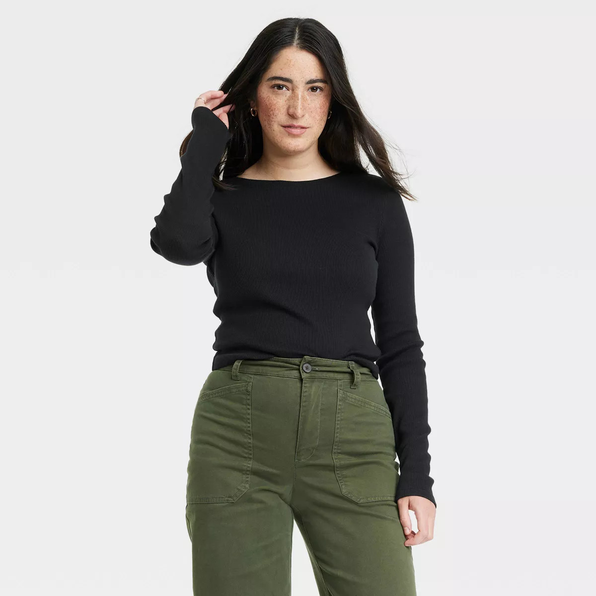 Women's Long Sleeve Shrunken Rib T-Shirt - Universal Thread™ | Target