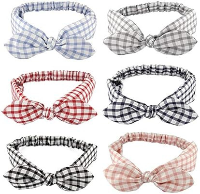 Carede Women Girls Bow headband Boho Flower Printing Bunny ears design Hair Band,pack of 6 | Amazon (US)