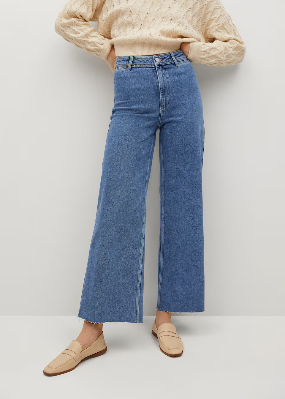 High-waist elastic culotte jeans | MANGO (US)