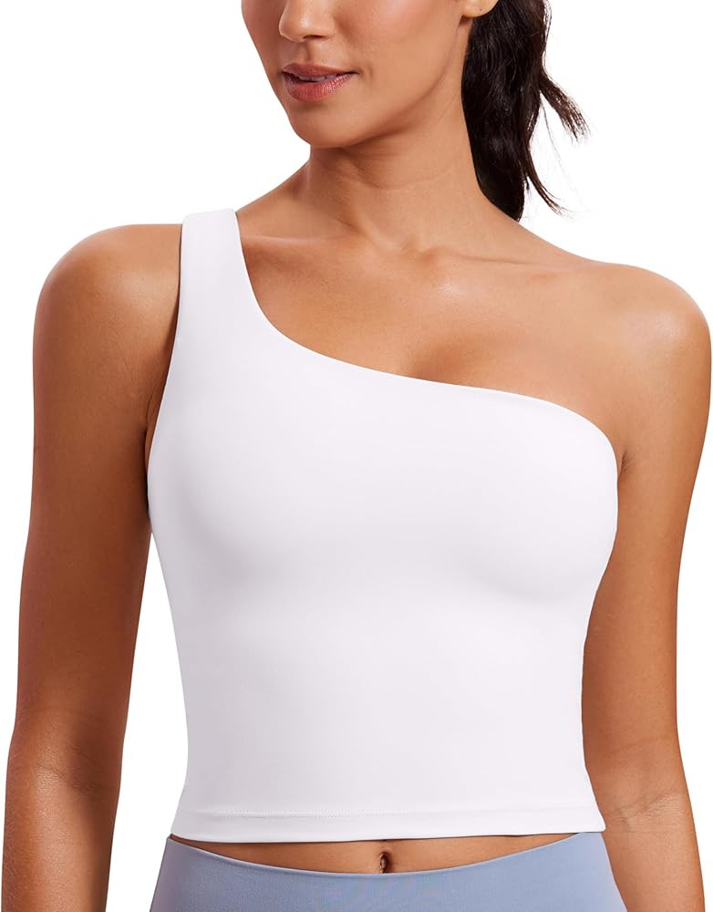 CRZ YOGA Butterluxe One Strap Longline Sports Bra for Women - Asymmetrical Yoga Crop Padded Worko... | Amazon (US)