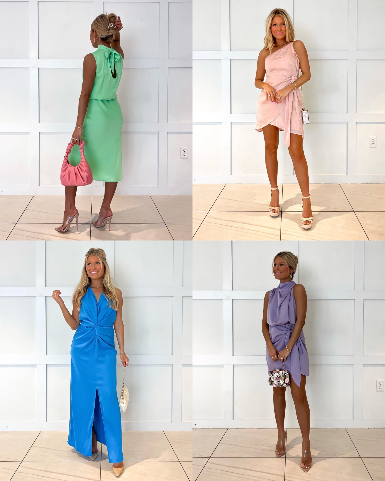 Wedding Guest dress. Cocktail dress. Spring wedding. Pink mini dress. Light purple mini dress. Light green midi dress. Pops of color. Closet staple. Affordable dresses. Amazon fashion.

#LTKSeasonal #LTKstyletip #LTKunder100