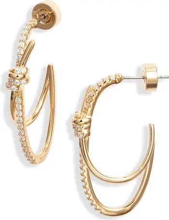 Cubic Zirconia Knot Double Hoop Earrings | Nordstrom