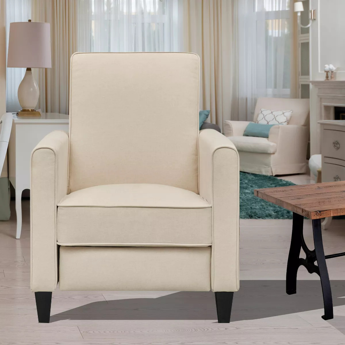 Home Imports Emporium Push Back Recliner Home Theater Seating Chair in Cream, Linen | Target