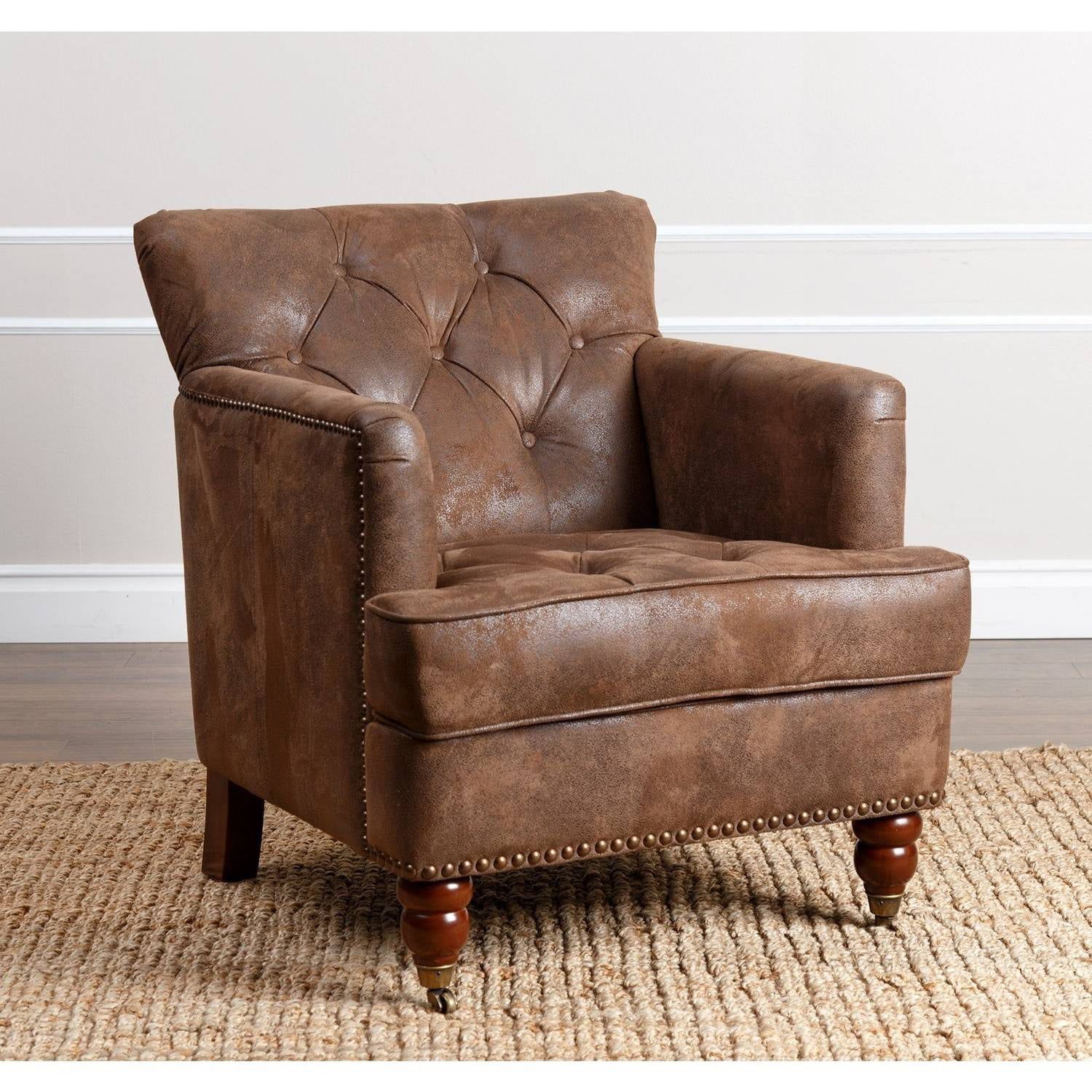 Devon & Claire Dover Antique Brown Fabric Club Chair | Walmart (US)