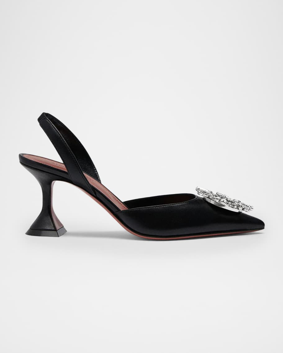 70mm Begum Leather Crystal Slingback Pumps | Neiman Marcus