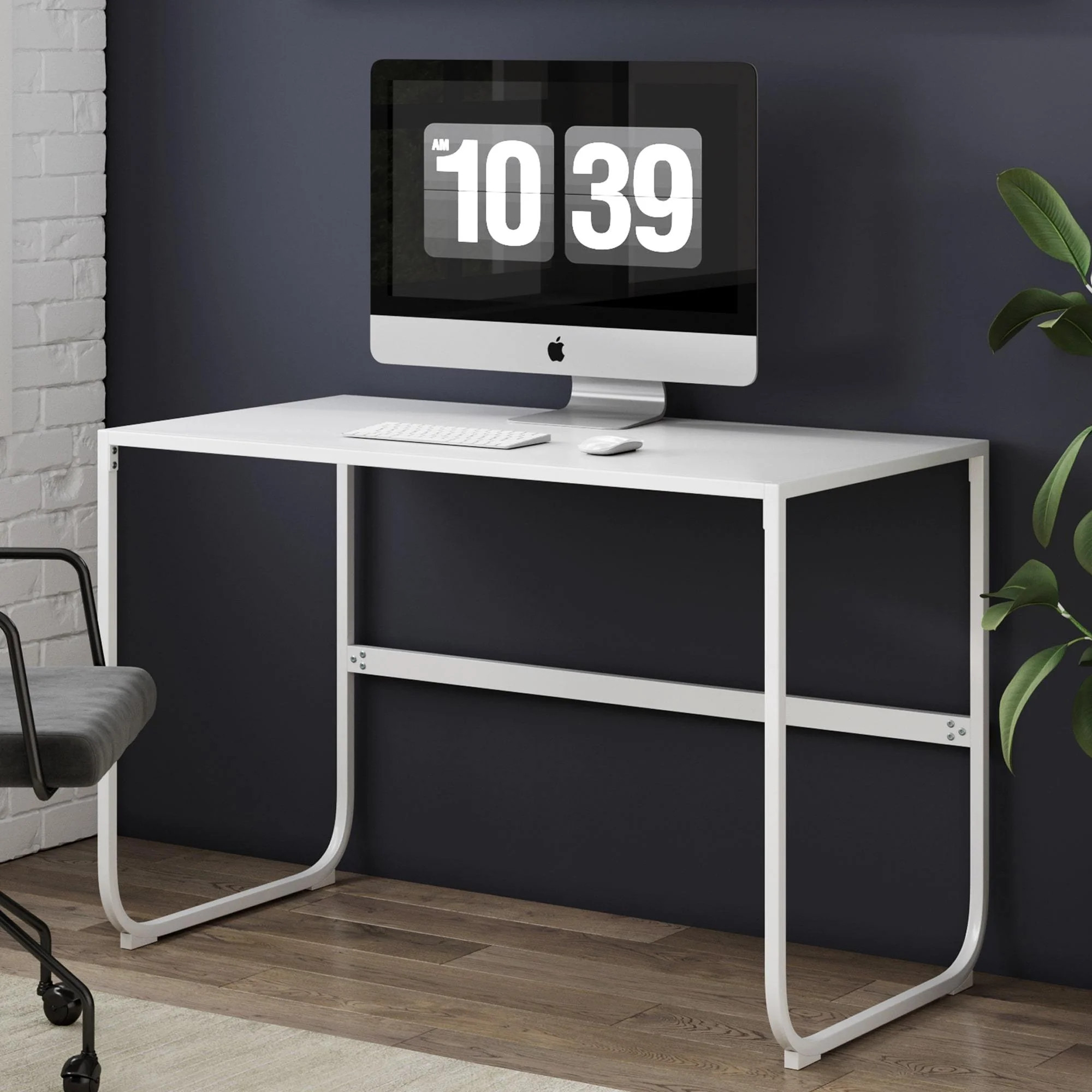 Nathan James Penny White Writing Desk with Sleek Curved Metal Desk Frame for Home or Office - Wal... | Walmart (US)
