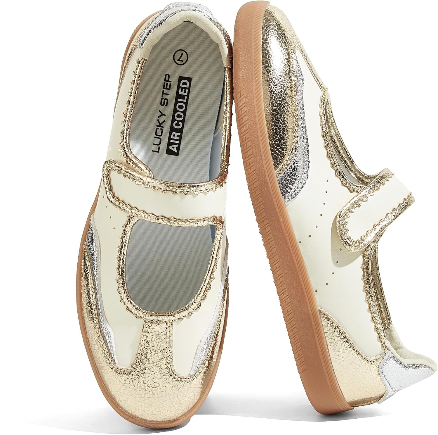 LUCKY STEP Retro Mary Jane Sneakers for Women Round Toe Low Heel Slip-on Walking Shoes Ballet Flats | Amazon (US)