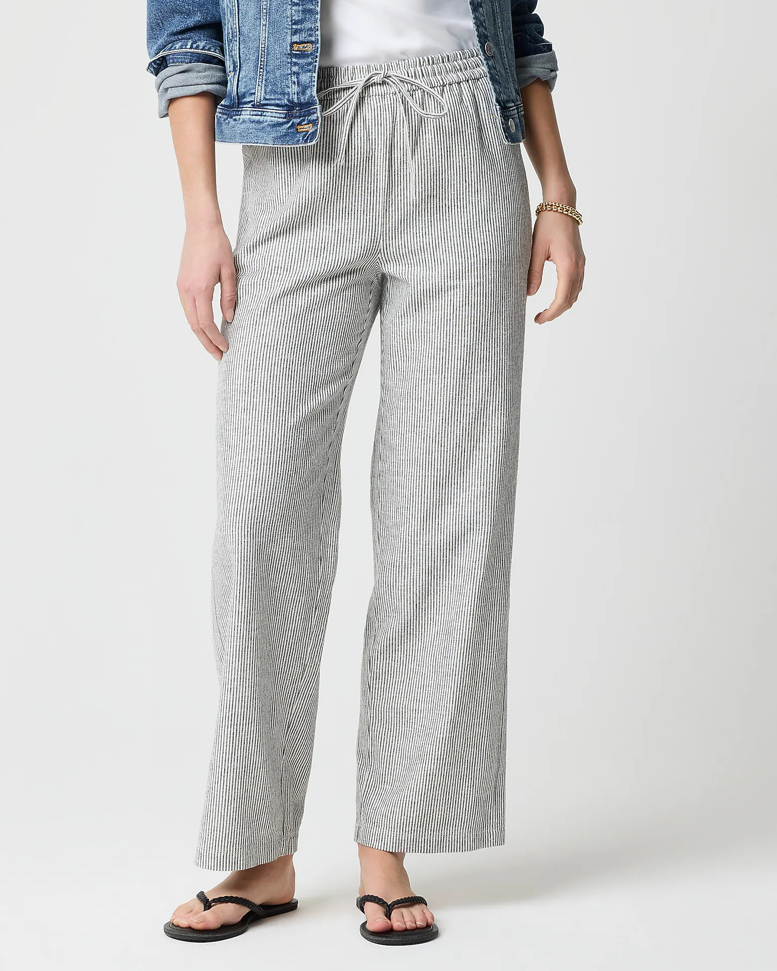 Linen-blend slim wide-leg drawstring pant | J.Crew Factory