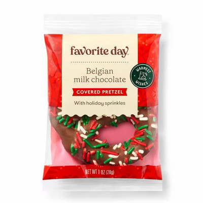 Christmas Milk Chocolate Pretzel Twist with Green and Red Sprinkles - 1oz - Favorite Day™ | Target