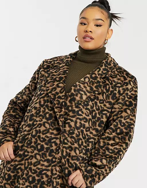 Wednesday's Girl Curve tailored coat in leopard print | ASOS (Global)