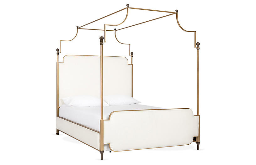 Loren Canopy Bed, Aged Brass | One Kings Lane
