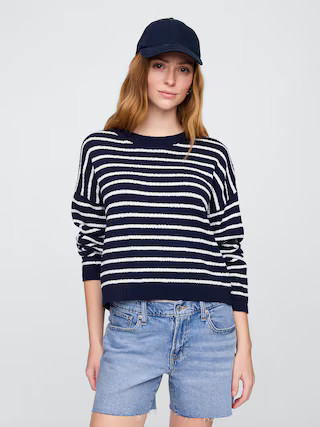Oversized Slub Crewneck Sweater | Gap Factory