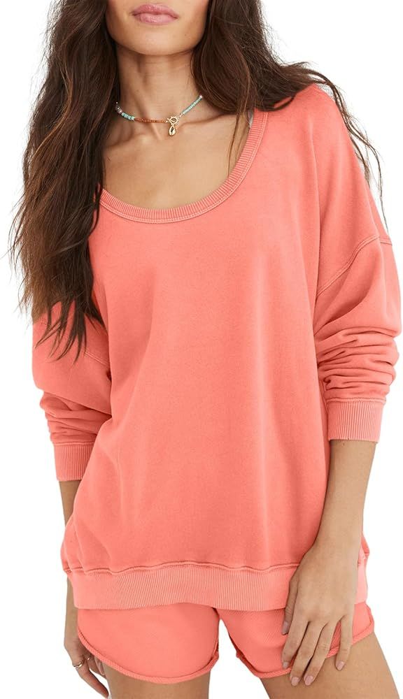 Tankaneo Womens 2 Piece Pajama Sets Long Sleeve Sweatshirts and Shorts Matching Lounge Set | Amazon (US)