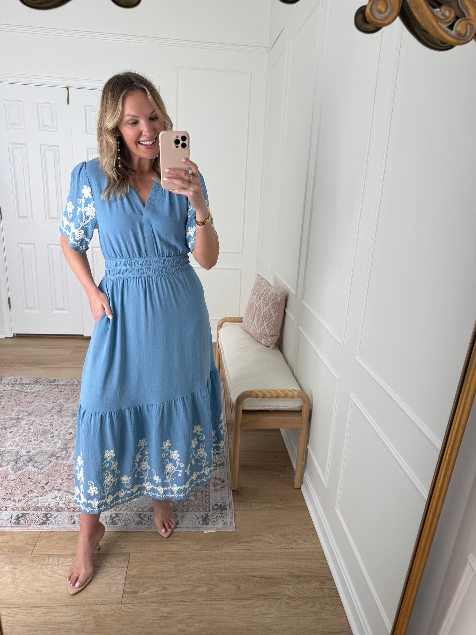 Modest spring occasion dress - great sleeve coverage - I’m wearing a med!