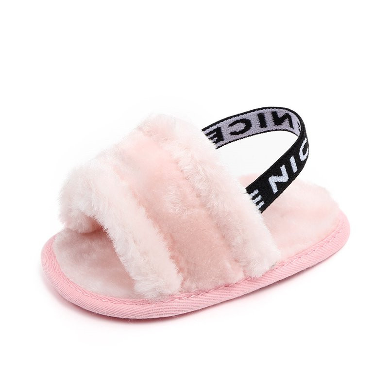 HsdsBebe Baby Girls Shoes Infant Flats Sandals Faux Fur Slides Slippers for First Walkers 0-18 Mo... | Walmart (US)
