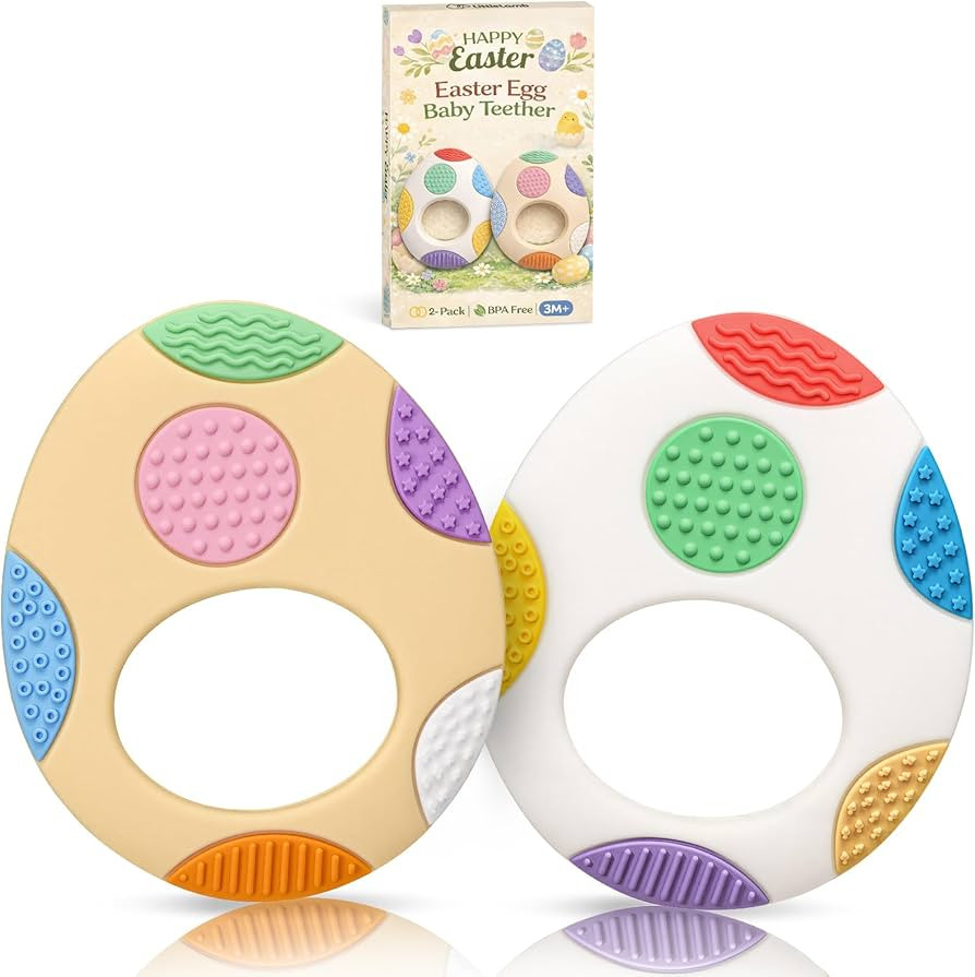 Easter Eggs Baby Teething Toys 2-Pack - Multi Texture Silicone Teethers for Teething Relief, Soft... | Amazon (US)