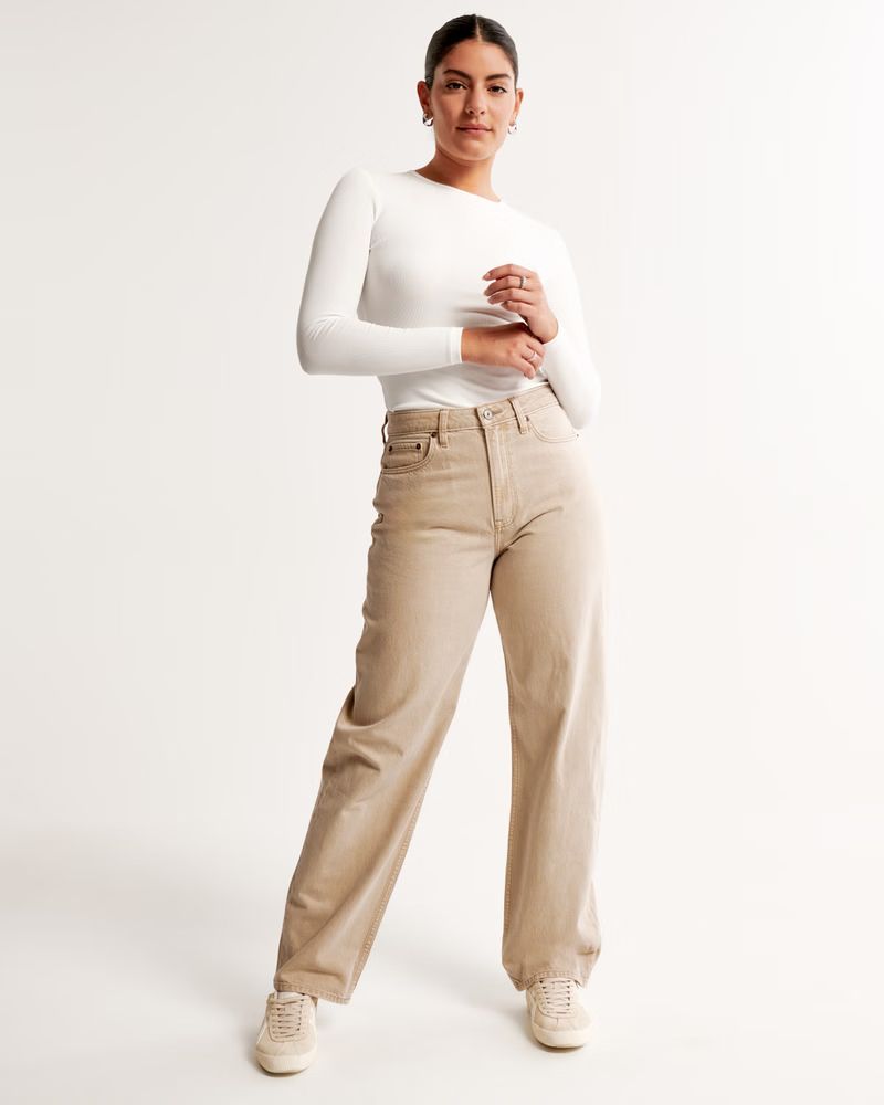 Women's Curve Love High Rise Taper Jean | Women's Bottoms | Abercrombie.com | Abercrombie & Fitch (US)