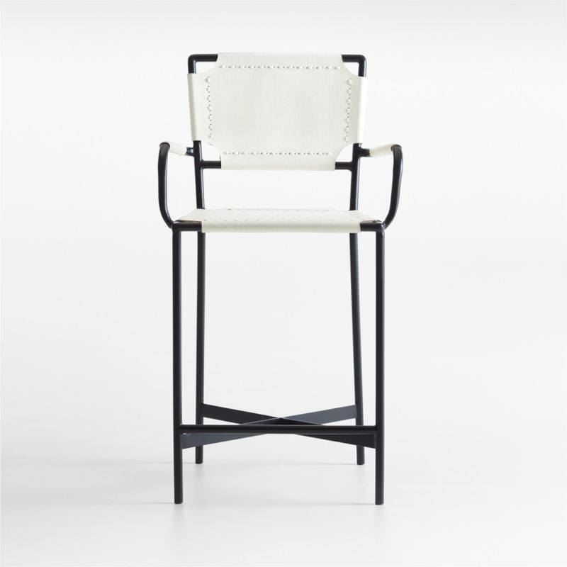 Laredo White Leather Counter Stool + Reviews | Crate & Barrel | Crate & Barrel