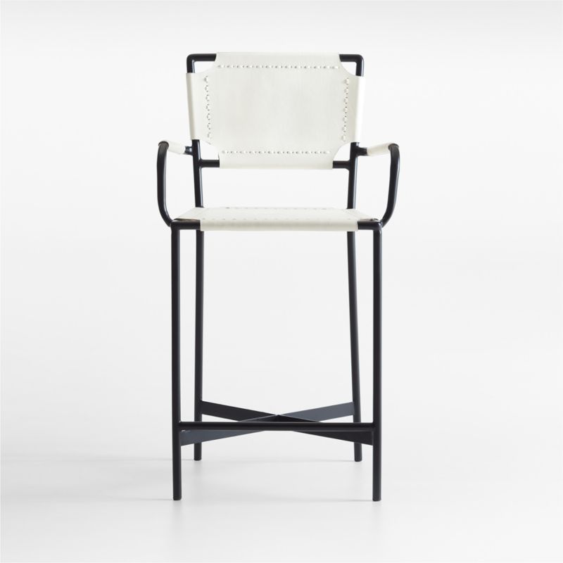Laredo White Leather Counter Stool + Reviews | Crate & Barrel | Crate & Barrel