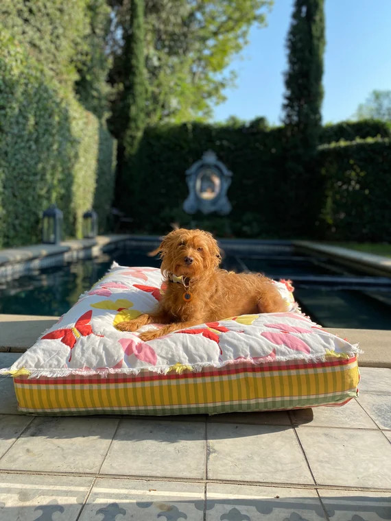 Vintage Butterfly fabric dog bed / Floor Pillow - Large | Etsy (US)
