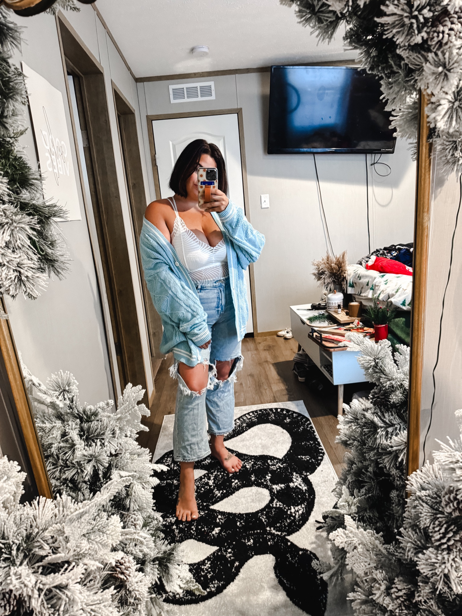 1989 cardigan styled with a white bralette 

Taylor Swift
Comfy outfit 
Casual outfit 

#LTKplussize #LTKstyletip #LTKfindsunder50