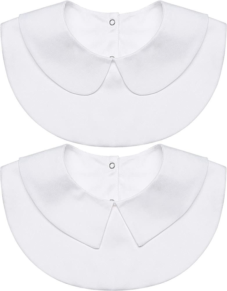 SATINIOR 2 Pieces Fake Collars Dickey Collar Detachable Collars for Women Girls (White), Medium | Amazon (US)