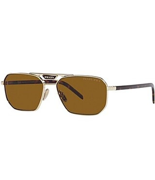 Prada Men's PR 58YS 57mm Polarized Rectangle Sunglasses - Pale Gold | Dillard's