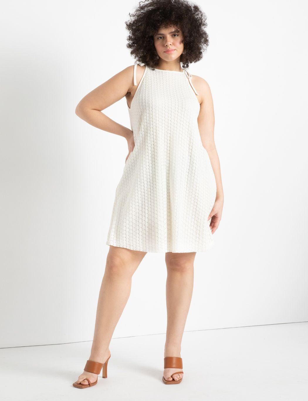 Halter Neck Mini Crochet Dress | Eloquii
