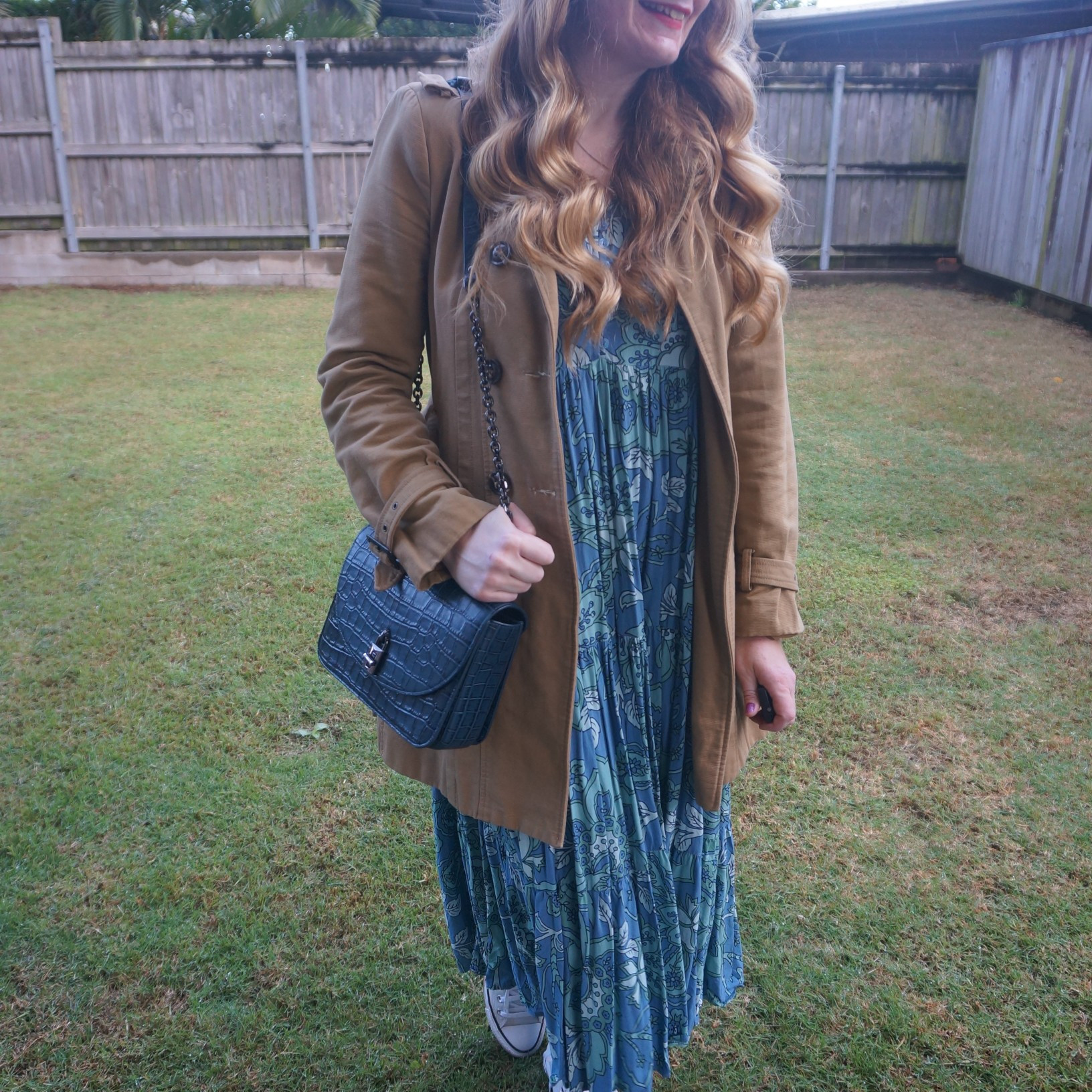Trench with blue and green Jaase midi dress and Rebecca Minkoff Love Too bag 💙

#LTKaustralia #LTKwinter #LTKbag