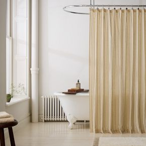 Cotton Linen Striped Shower Curtain | West Elm (US)