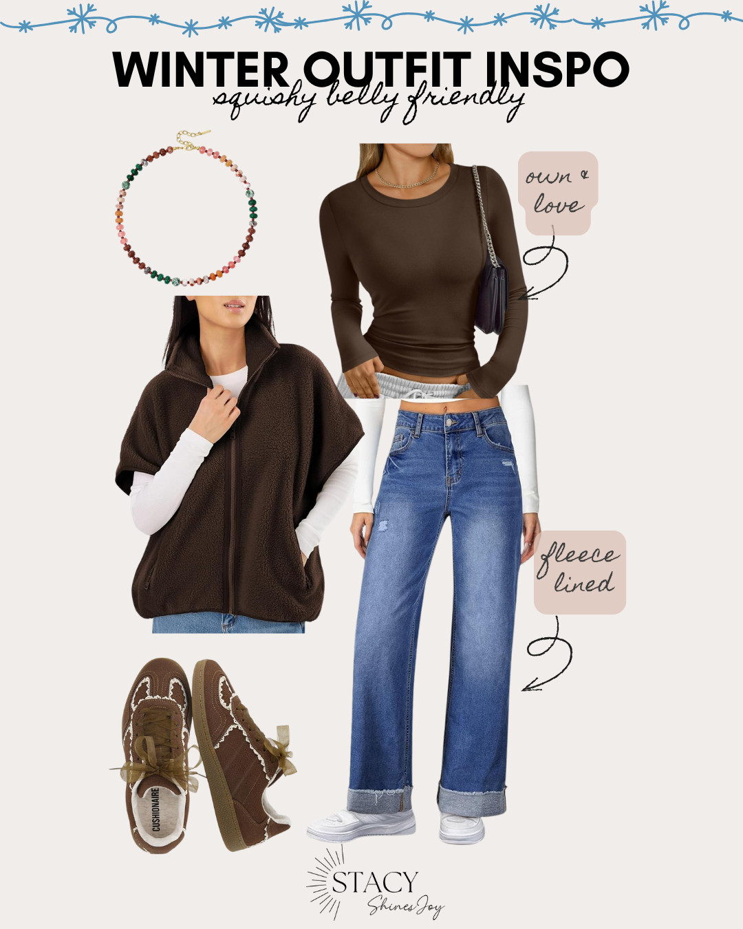 Here's a comfy and stylish winter outfit to keep you warm. Check out these fleece-lined jeans and cozy vest! 

 #LTKootd #LTKmomlife #LTKSeasonal