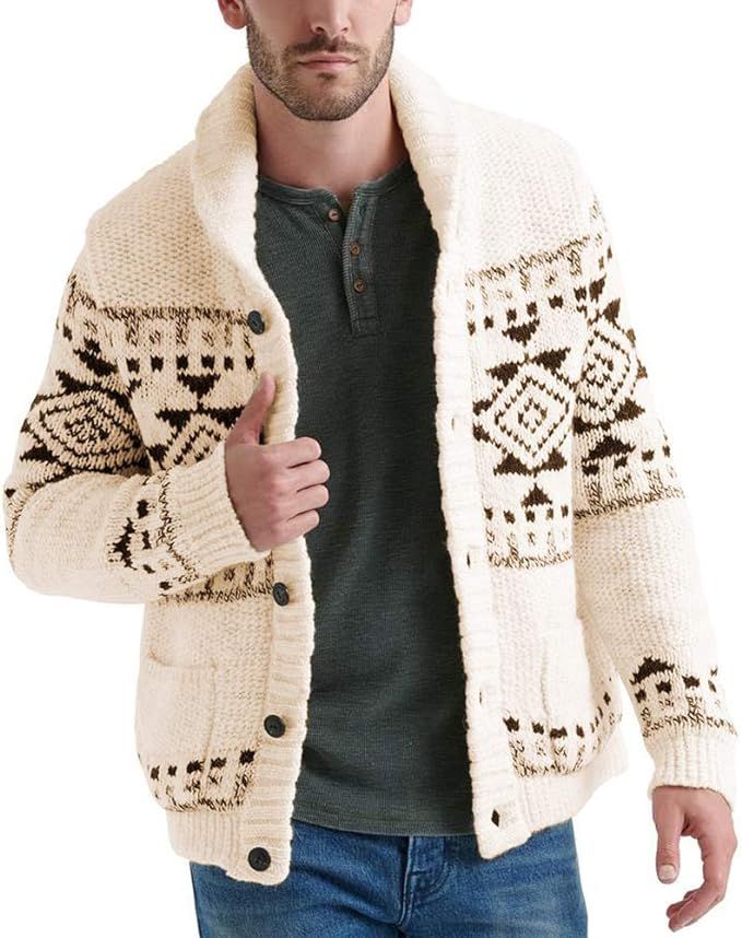 Esobo Men's Shawl Collar Cardigan Sweater Multi-Color Button Down Knitted Sweaters with Pockets | Amazon (US)