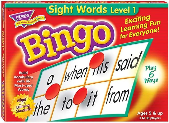 Sight Words Bingo - Language Building Skill Game for Home or Classroom (T6064), Build Vocabulary ... | Amazon (US)