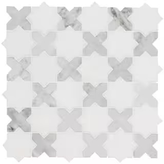 MSI Vera Anne Pattern 11.81 in. x 11.81 in. x 10mm Polished Mosaic Marble Floor and Wall Tile (0.... | The Home Depot