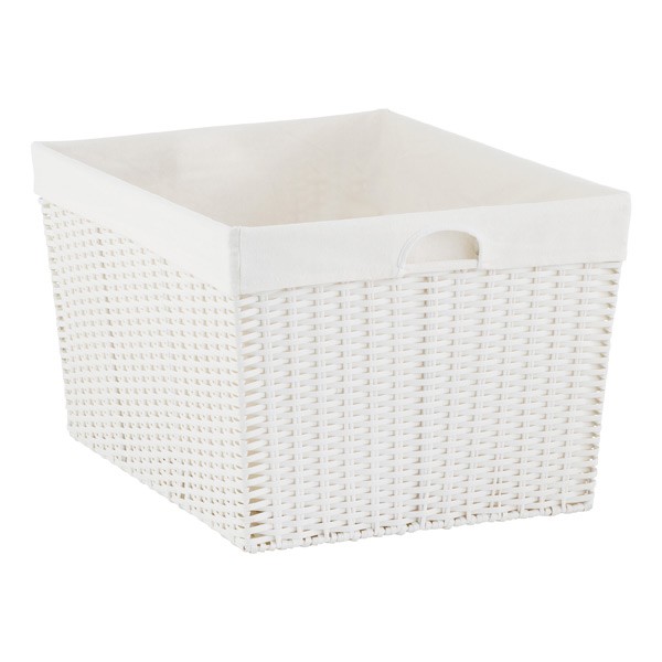 White Montauk Rectangular Basket | The Container Store