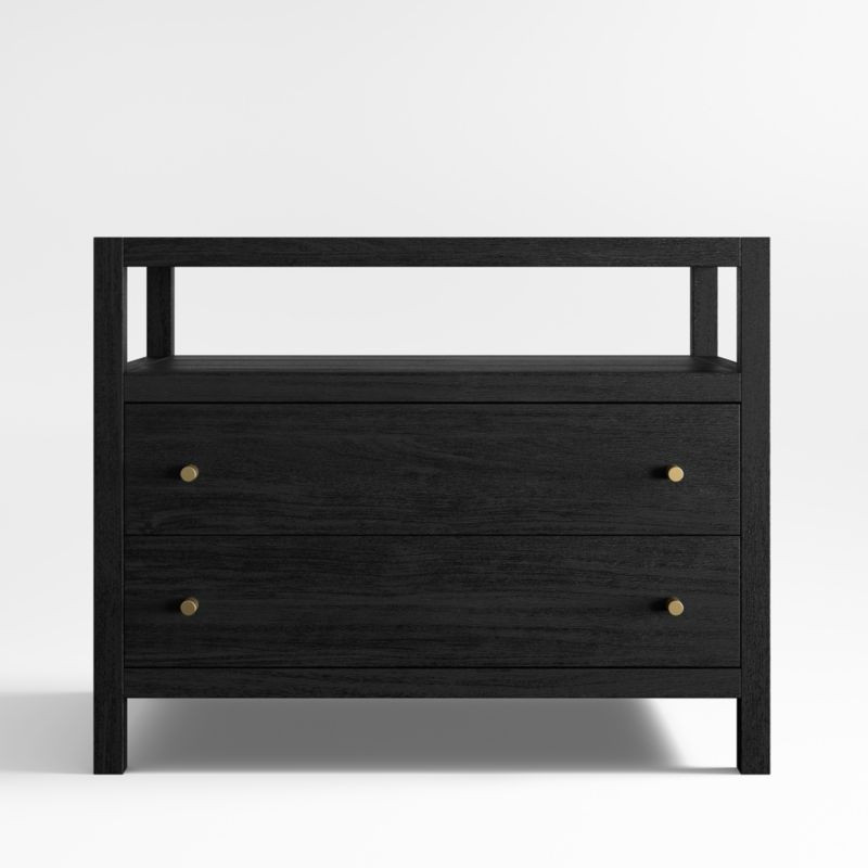 Keane 31.5" Black Solid Wood Charging Nightstand + Reviews | Crate & Barrel | Crate & Barrel
