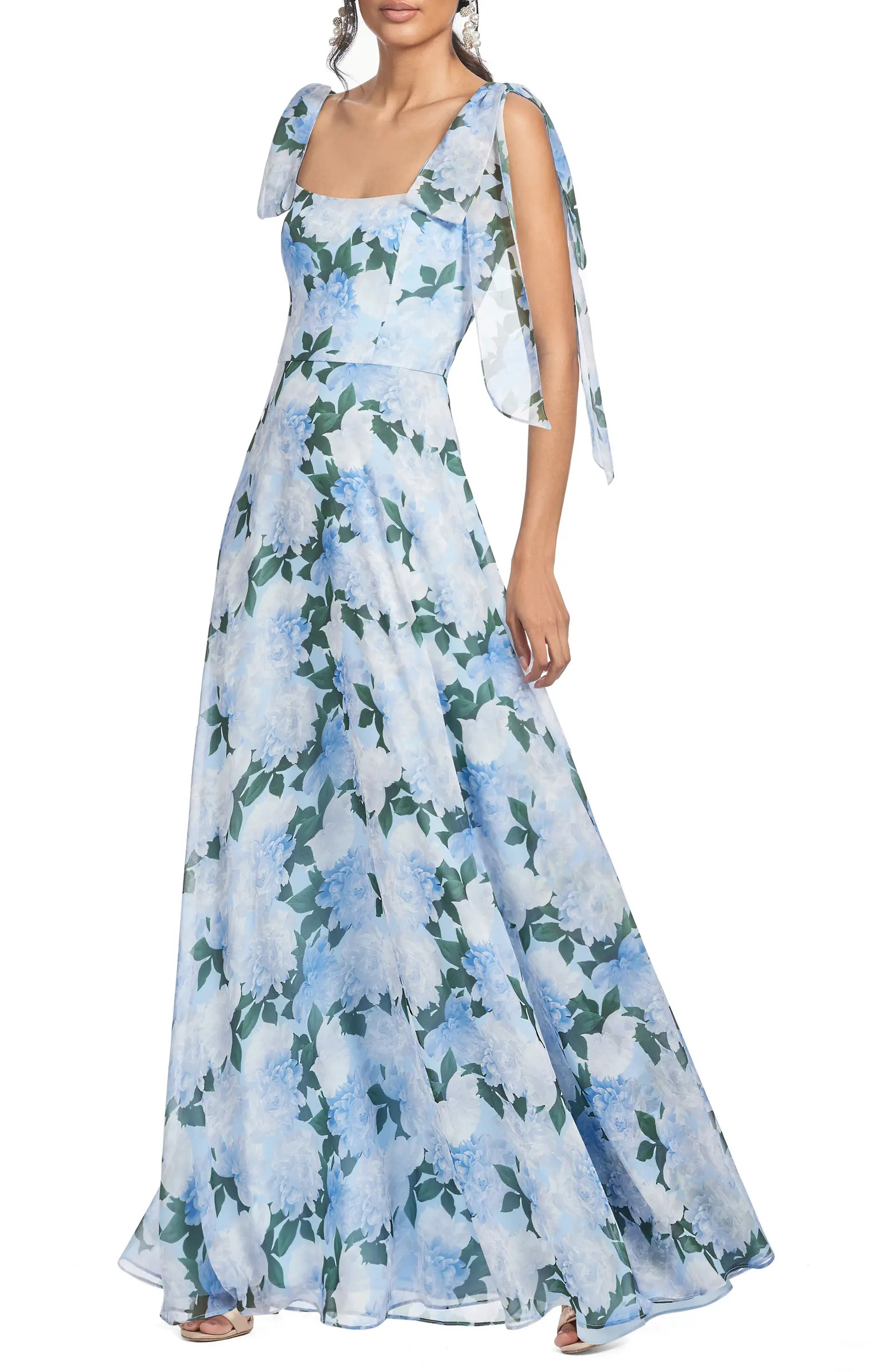 Pearl Floral Chiffon Maxi Cocktail Dress | Nordstrom