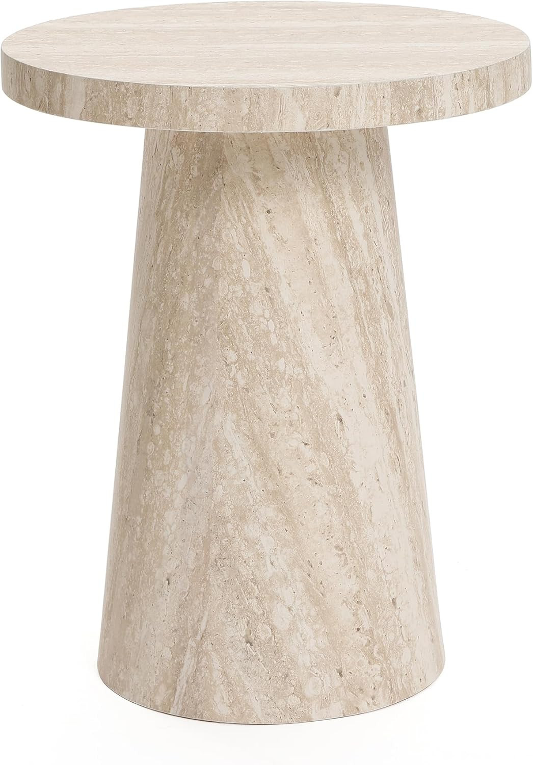 LuxenHome Round Side Table, 20 Inch Modern Stone Pattern Wooden End Table for Small Space, Pedest... | Amazon (US)