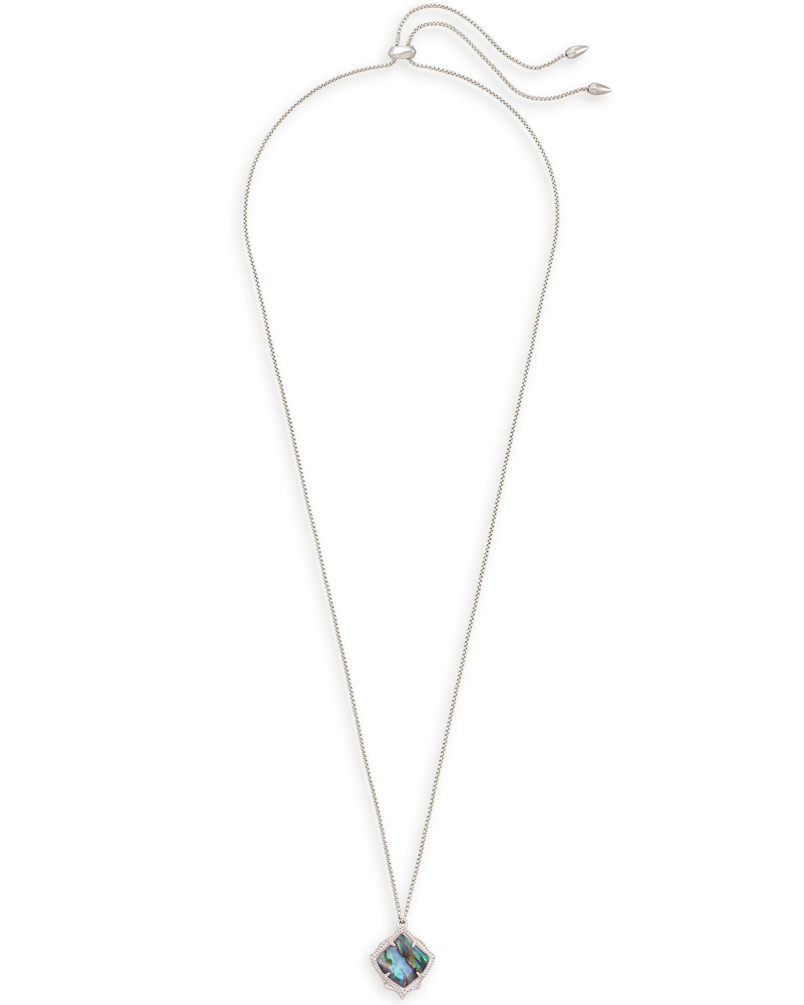Kacey Silver Long Pendant Necklace in Abalone Shell | Kendra Scott