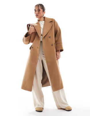 Stradivarius oversized soft touch coat in camel | ASOS (Global)