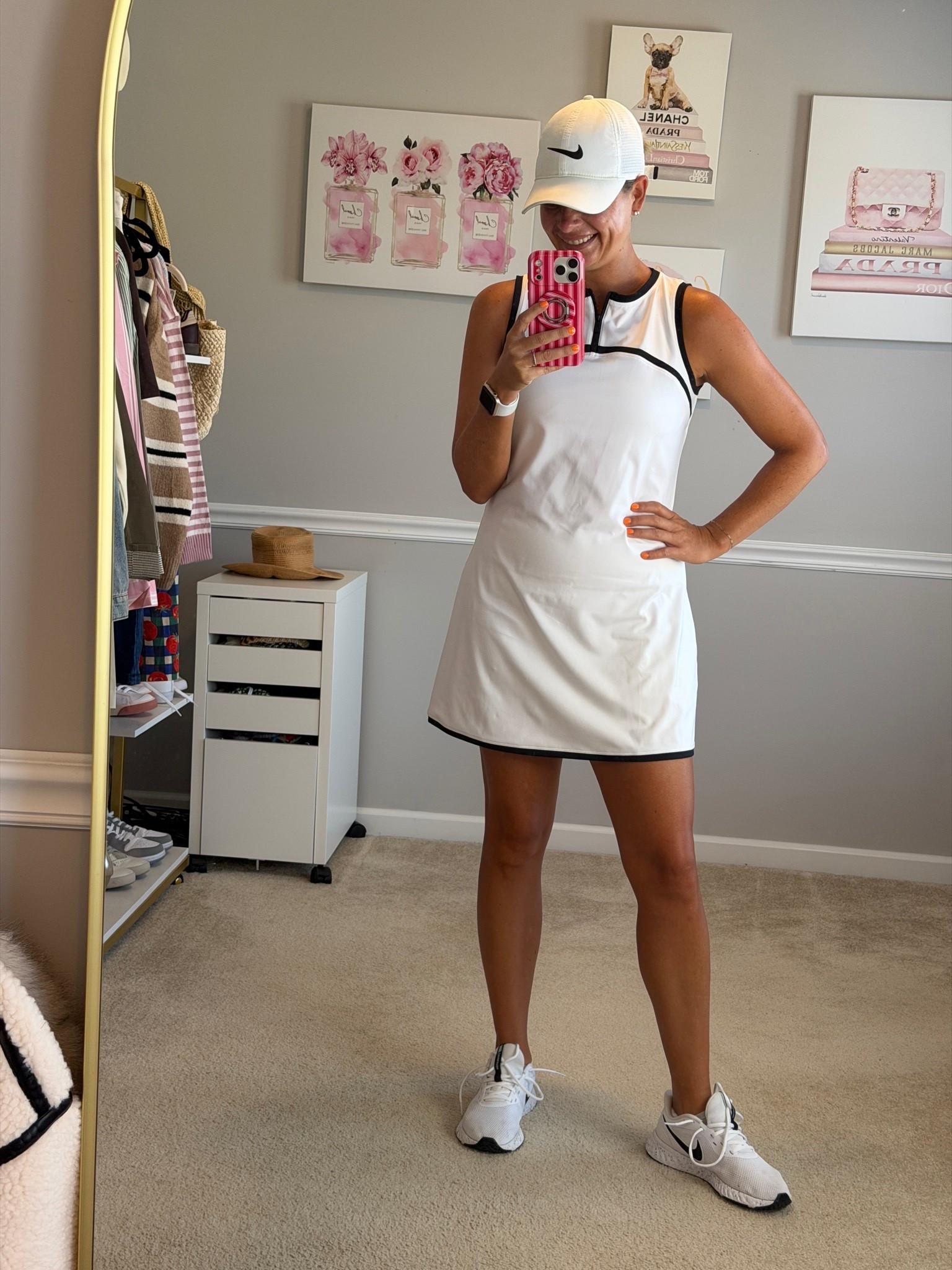 White and black active dress TTS
White biker shorts with pockets TTS (I have the 5 inch inseam)

#LTKActive #LTKOver40