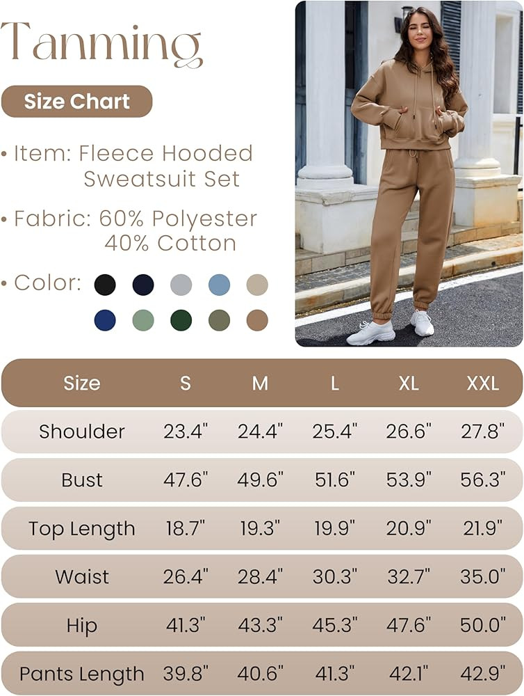 Tanming Women 2 Piece Outfits Sweatsuits Crop Pullover Fleece Sweatshirt Jogger Pants Lounge Set | Amazon (US)