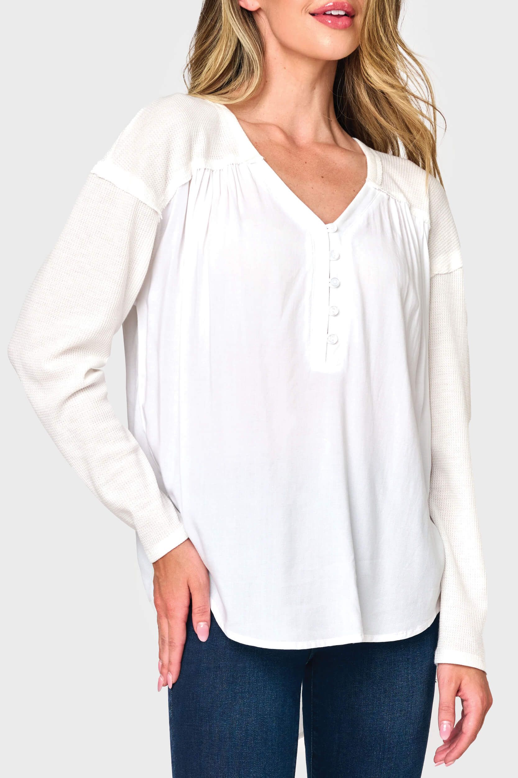 The Gemma Mixed Media Henley | Gibson