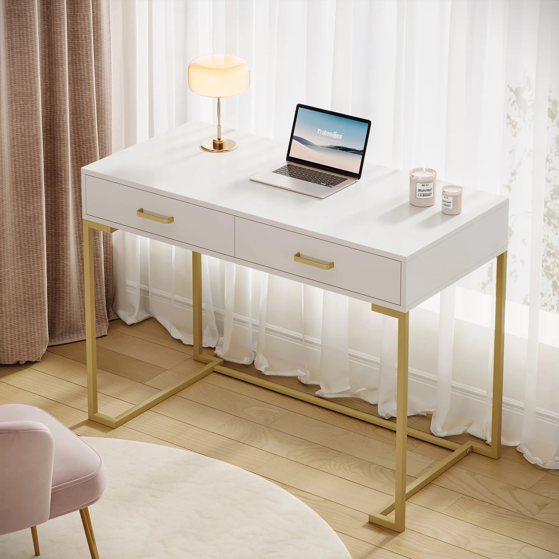 Vanity Desk with 2 Drawers | Wayfair North America